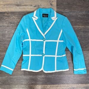 Giancarlo Ferrari light blue and white blazer suit jacket size 8 B48